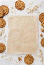Top view biscuits copy space baking paper