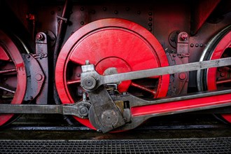 Flywheels of a historic steam locomotive