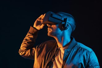 Man with vr glasses technology