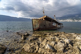 Shipwreck on the coast near the fishing village of Rose