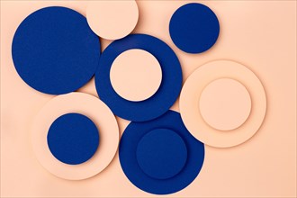 Blue peach paper circles background