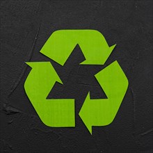 Recycle logo black plaster background