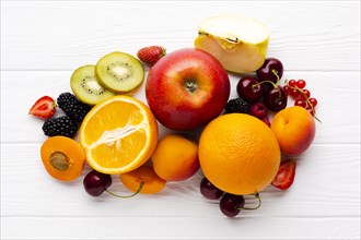 Flat lay fruit composition tabletop