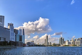 Skyline of Singapore in Marina bay. CBD buildings