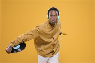 Black boy posing headphones