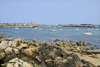 Rocky coast at the old port of Roscoff