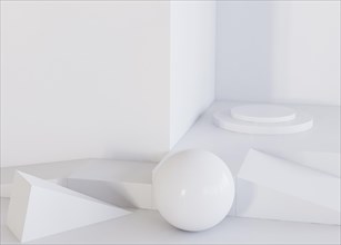 White ball geometric shapes background