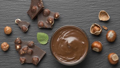 Top view delicious hazelnut chocolate