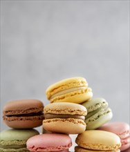 Front view pile sweet macarons