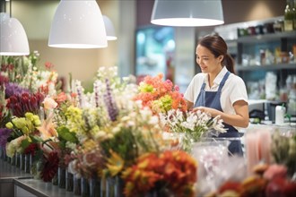 Florist at work in a modern flower shop