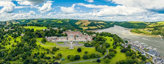 Panorama of Britannia Royal Naval College from a drone