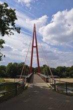 Suspension bridge for pedestrians over the Alte Elbe in Magdeburg