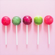 Five colorful lollipops