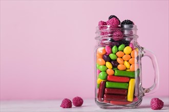 Glass jar with candies