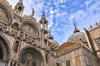Details of side facade of St Mark's or San Marco cathedral in Venice