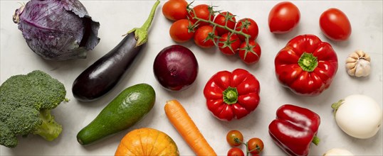 View different vegetables arrangement