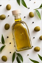 Olives oil bottle table