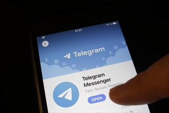 Detailed view of a smartphone with Telegram app in the iPhone App Store