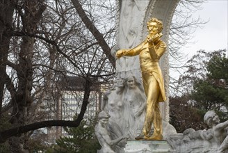 Monument to the Walzerkoenig Johann Strauss in Vienna. Done by Edmund von Hellmer