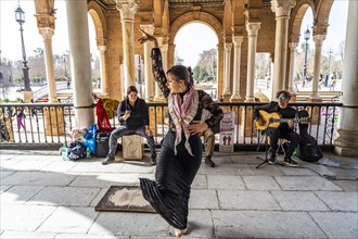 Flamenco group at the Plaza de Espana in Seville