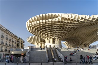 The futuristic wooden construction and observation deck Metropol Parasol at the Plaza de la Encarnacion