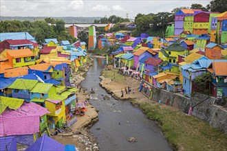 Colourful houses at the slum Kampung Wisata Jodipan