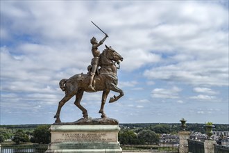 Equestrian statue of Joan of Arc in the park Les Jardins de l'Eveche in Blois