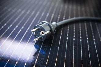 Schuko plug on a solar panel