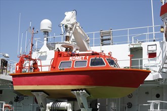 Dinghy on the survey ship Komet