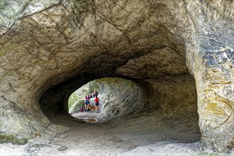 Stone tunnel at the rock formation Drei Zinnen