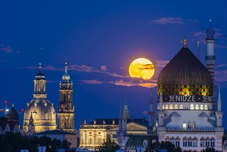 Full moon over Dresden with Staendehaus