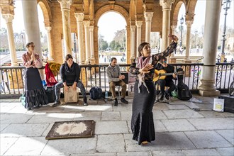 Flamenco group at the Plaza de Espana in Seville