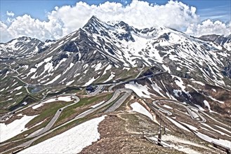 Photo with reduced dynamics saturation HDR of mountain pass alpine mountain road alpine road pass road pass old Grossglockner High Alpine Road Grossglockner High Alpine Road above above tree line