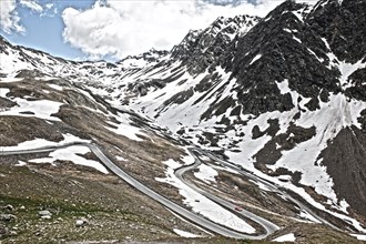 Photo with reduced dynamics saturation HDR of mountain pass alpine mountain road alpine road pass road pass Timmelsjoch Passo del Rombo