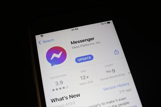 Detailed view of a smartphone with Facebook Messenger app in the iPhone App Store