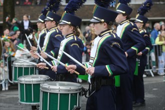 Musicians parade through Dublin on St Patrick's Day as Ireland celebrates its national saint. Dublin