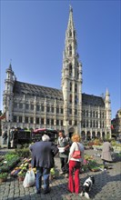 Flower stall in front of the Brussels Town Hall at the Grand Place