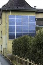 Solar panel on a roof of an allotment house in Duesseldorf