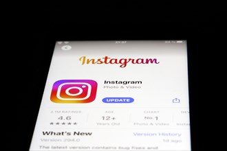 Detailed view of a smartphone with Instagram app in the iPhone App Store