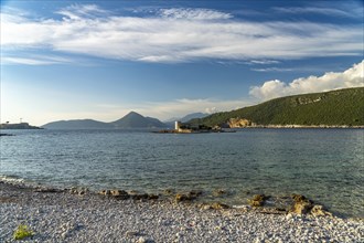 Plaza Arza Beach and Otocic Gospa Island in the Bay of Kotor