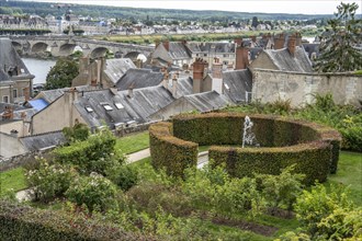 Les Jardins de l'Eveche park overlooking the old town and the Loire in Blois