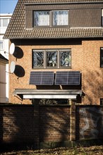 Solar panel on a roof of an allotment house in Duesseldorf