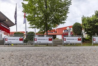Club Centre of VfB Stuttgart with personal parking spaces of President and Presidium