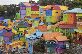 Colourful houses at the slum Kampung Wisata Jodipan