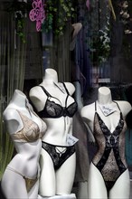 Luxury lingerie in a lingerie shop window