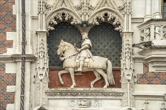 Equestrian statue of Louis XII above the portal of Blois Castle Chateau Royal de Bloiss