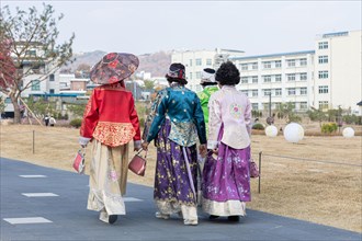 Elderly ladies in traditional dress