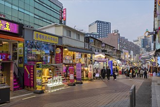 Colourful shops in the evening