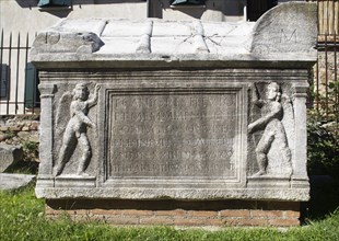 Roman sarcophagi in front of the Baptistery