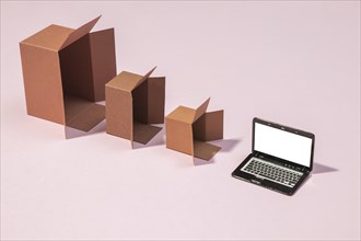 High angle boxes laptop arrangement